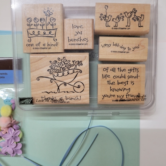 Stampin Up Love Ya Bunches Wooden Block Rubber Stamp Set - Picture 2 of 6